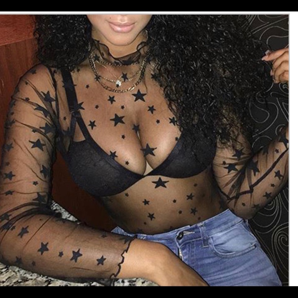 Women sheer stars blouse